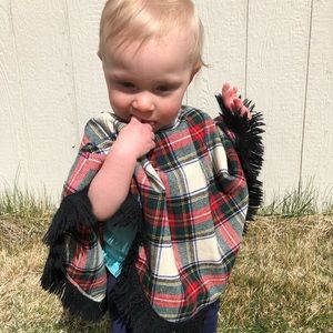 Vintage Poncho 1960’s Plaid Tartan With Fringe